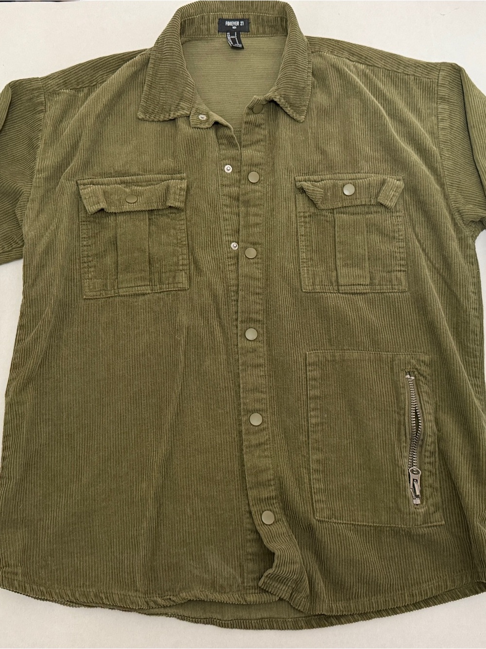Forever 21 Olive Corduroy Military-Style Field Jacket
